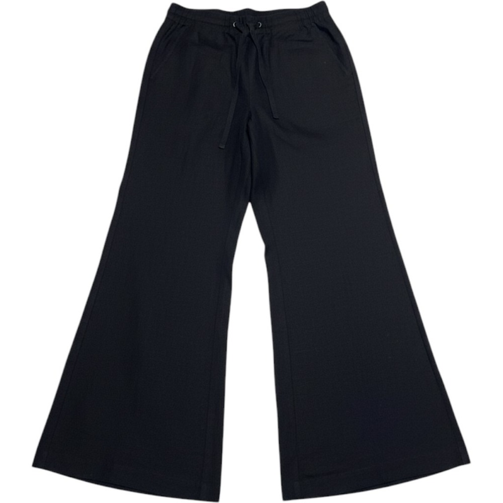 J.Crew Black 100% Linen Wide Leg Drawstring Trousers Size 6